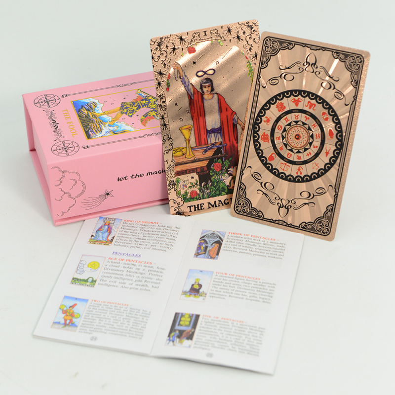 78-картова колода Таро – PVC, водоустойчив настолен картов комплект за игра, възраст 7–14 и 15–35 години, опаковка цветна кутия