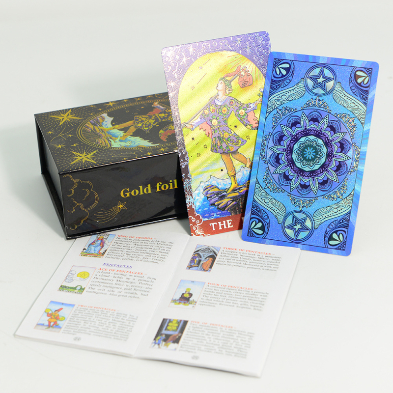 78-картова колода Таро – PVC, водоустойчив настолен картов комплект за игра, възраст 7–14 и 15–35 години, опаковка цветна кутия