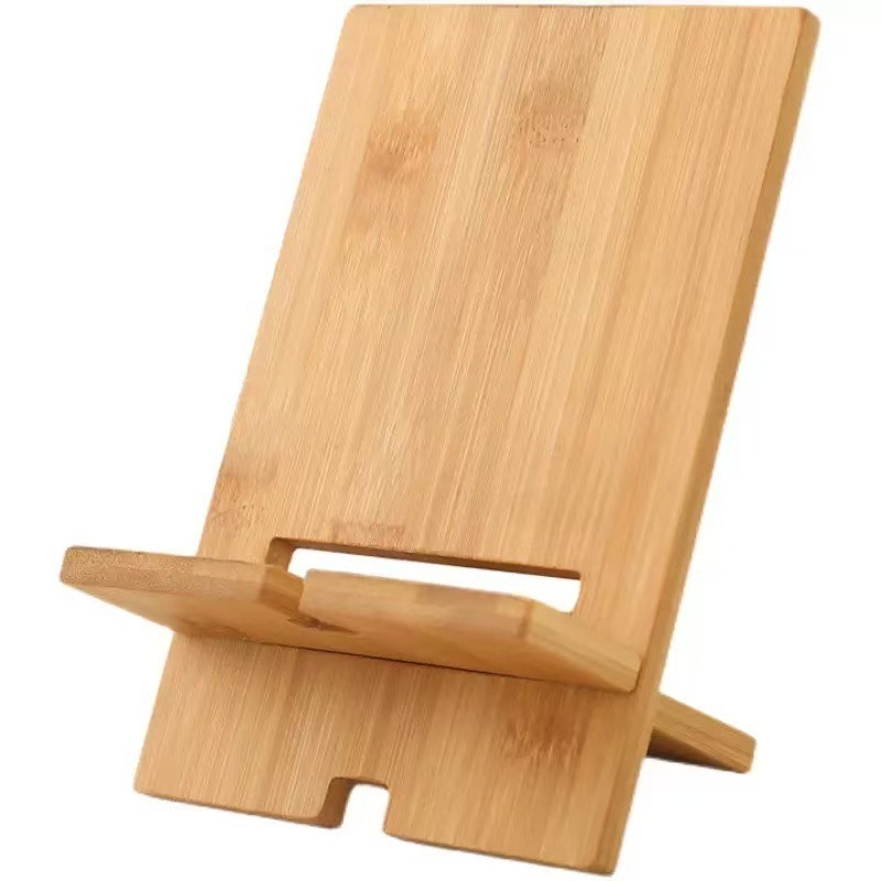 Drveni držač za telefon s bazom – minimalistički stolni držač od drveta za telefon i tablet, univerzalni, prilagodljiv logotip