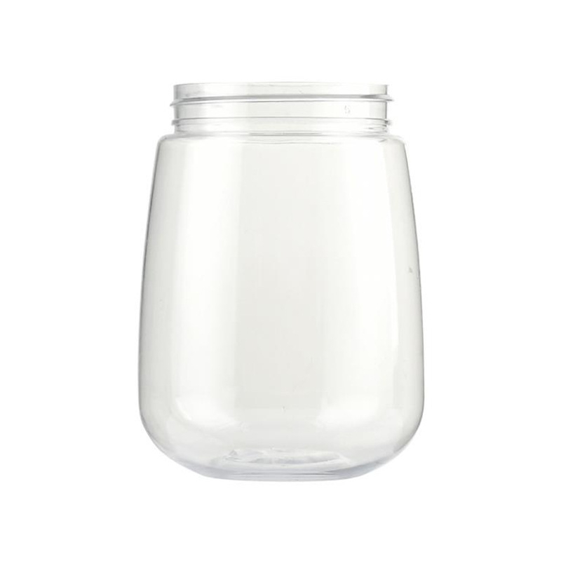 PET kozmetikai/élelmiszer csomagolású palack, U-formájú, átlátszó test, alumínium kupakkal, kapacitás 360ml/500ml, szitanyomás