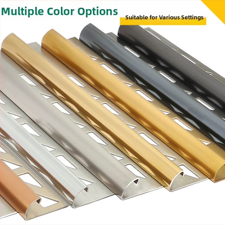 Rohová ochrana dlaždíc z 304 ocele, ESR-100, oblý okraj, zabudovaný lem, moderný minimalistický štýl