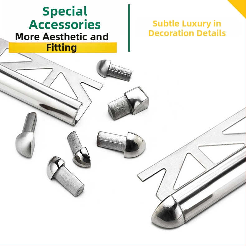 Rohová ochrana dlaždíc z 304 ocele, ESR-100, oblý okraj, zabudovaný lem, moderný minimalistický štýl