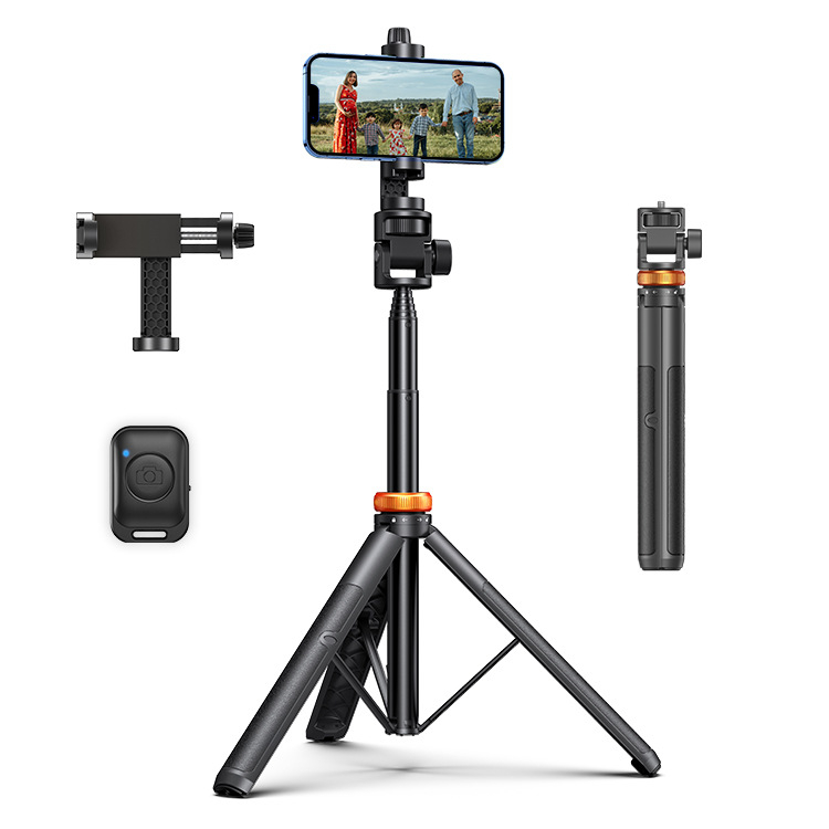 Baston selfie din aluminiu cu 7 secțiuni, telecomandă Bluetooth, suport pentru telefon, stabilizare antișoc, trepied vertical portabil