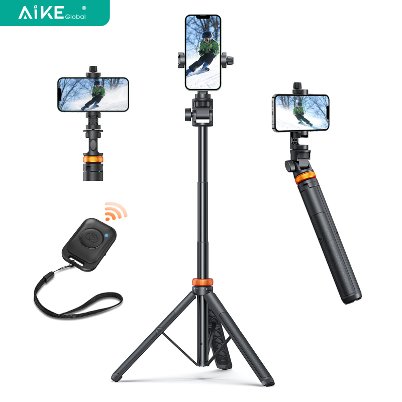 Baston selfie din aluminiu cu 7 secțiuni, telecomandă Bluetooth, suport pentru telefon, stabilizare antișoc, trepied vertical portabil