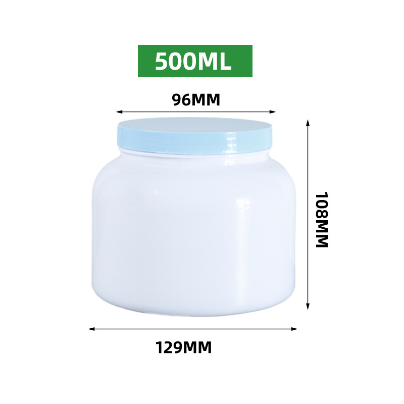 Plastična posuda s širokim otvorom za prah mlijeka za kućne ljubimce i protein prah, kapacitet 500 ml ili 1000 ml, s poklopcem.