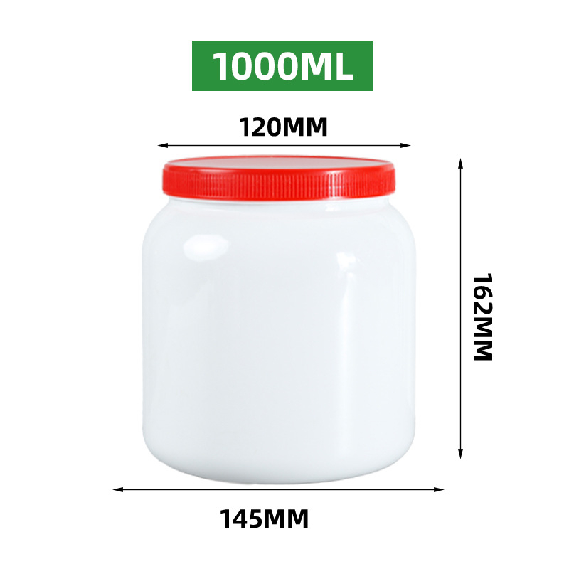 Plastična posuda s širokim otvorom za prah mlijeka za kućne ljubimce i protein prah, kapacitet 500 ml ili 1000 ml, s poklopcem.