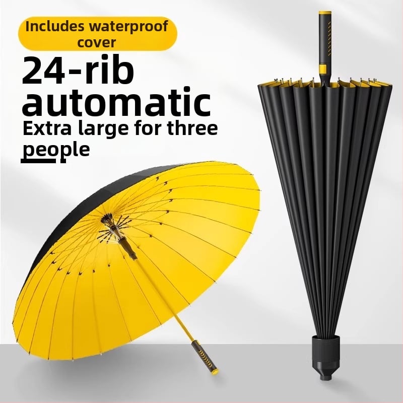 Shenghang muški golf kišobran s dugom drškom, okvir od vlakana, 8 rebara, potpuno automatsko otvaranje, UV zaštita UPF >50, Impact Cloth 190T tkanina