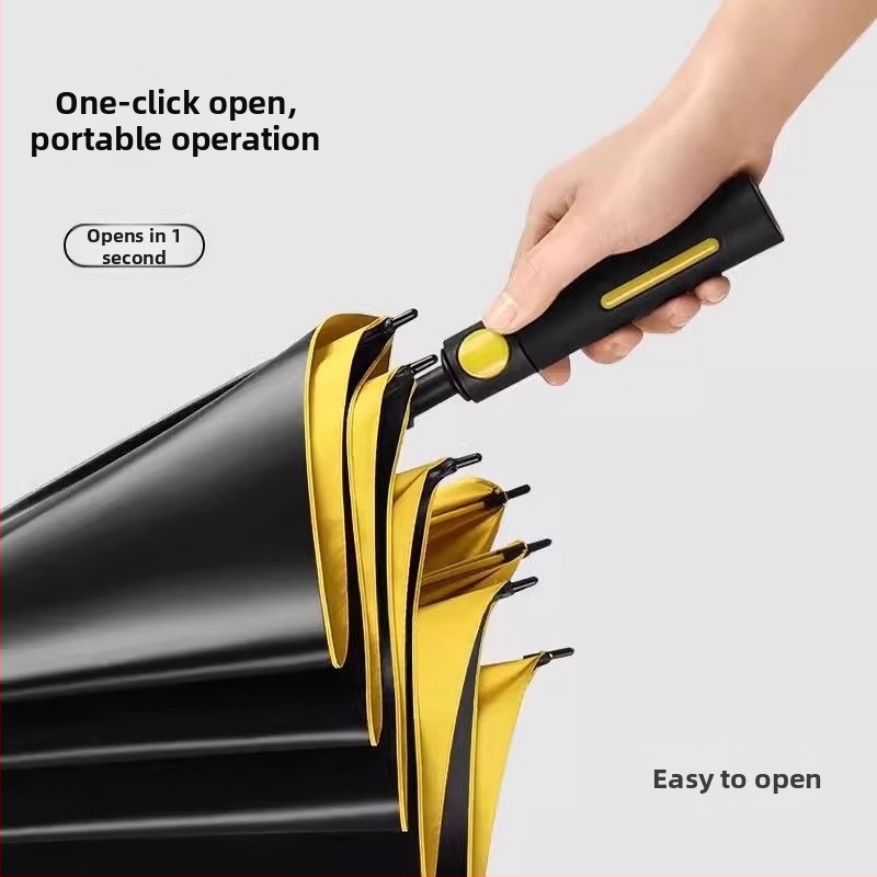 Shenghang muški golf kišobran s dugom drškom, okvir od vlakana, 8 rebara, potpuno automatsko otvaranje, UV zaštita UPF >50, Impact Cloth 190T tkanina