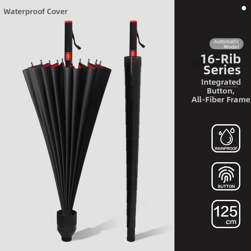 Shenghang muški golf kišobran s dugom drškom, okvir od vlakana, 8 rebara, potpuno automatsko otvaranje, UV zaštita UPF >50, Impact Cloth 190T tkanina
