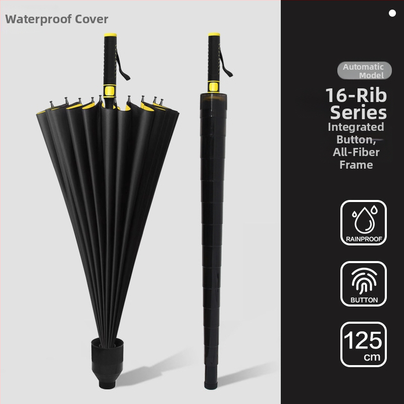 Shenghang muški golf kišobran s dugom drškom, okvir od vlakana, 8 rebara, potpuno automatsko otvaranje, UV zaštita UPF >50, Impact Cloth 190T tkanina