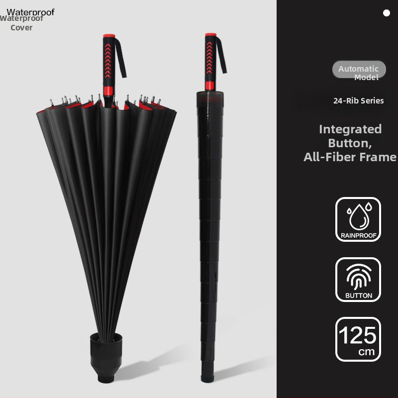 Shenghang muški golf kišobran s dugom drškom, okvir od vlakana, 8 rebara, potpuno automatsko otvaranje, UV zaštita UPF >50, Impact Cloth 190T tkanina