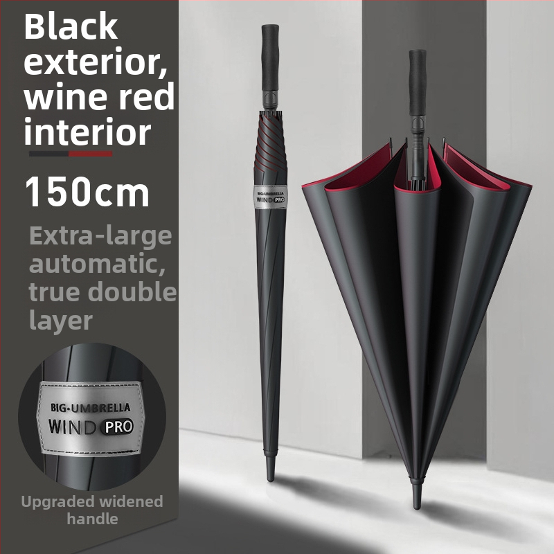 Shenghang muški golf kišobran s dugom drškom, okvir od vlakana, 8 rebara, potpuno automatsko otvaranje, UV zaštita UPF >50, Impact Cloth 190T tkanina