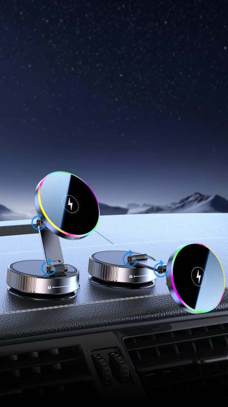 K5 magnetski držač za mobitel u automobilu s vakuumom, bežično punjenje 15W, snažan magnet N52, model 6822, rotacija 360°