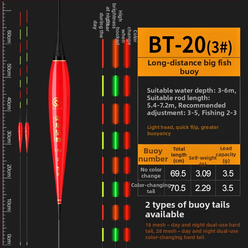 70 cm svjetleći elektronički plovak s tvrdom repom za velike ribe — visoka osjetljivost, dnevna i noćna upotreba