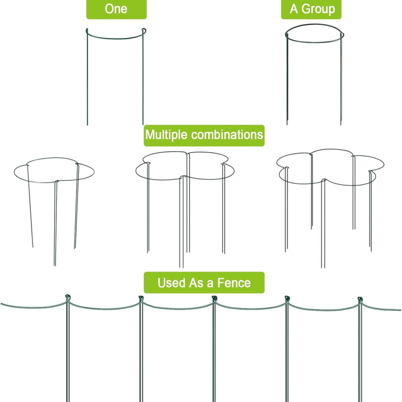 Gui yu Félköríves műanyag bevonatú növénytámasz gyűrű, virágtartó állvány kerthez