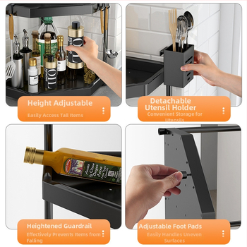 Alumíniumötvözetből készült konyhai állvány, padlón álló, többfunkciós, téglalap alakú dizájn