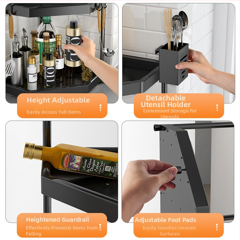 Alumíniumötvözetből készült konyhai állvány, padlón álló, többfunkciós, téglalap alakú dizájn