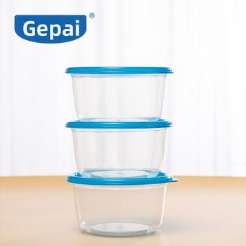 Gepai Plastová nádoba do chladničky s viečkom, guľatý tvar, 301–500 ml, zachovanie čerstvosti, vhodná do mikrovlnky
