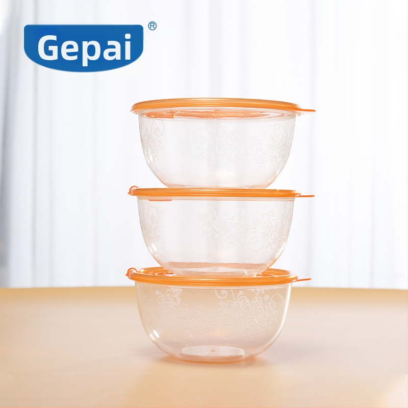 Gepai Plastová nádoba do chladničky s viečkom, guľatý tvar, 301–500 ml, zachovanie čerstvosti, vhodná do mikrovlnky
