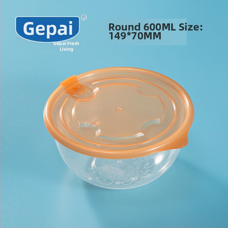 Gepai Plastová nádoba do chladničky s viečkom, guľatý tvar, 301–500 ml, zachovanie čerstvosti, vhodná do mikrovlnky