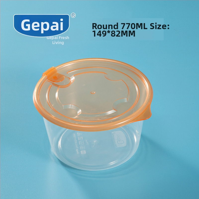 Gepai Plastová nádoba do chladničky s viečkom, guľatý tvar, 301–500 ml, zachovanie čerstvosti, vhodná do mikrovlnky