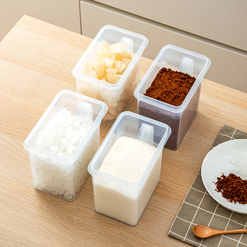 Műanyag téglalap alakú cukortároló edény, lezárható és nedvességálló, mikrohullámú sütőben használható.