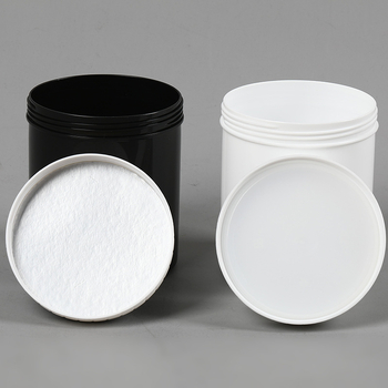 1L okrugla cilindrična plastična staklenka, HDPE, širokog otvora, s poklopcem, prehrambena kvaliteta