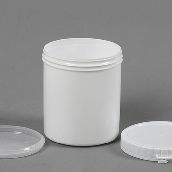 1L okrugla cilindrična plastična staklenka, HDPE, širokog otvora, s poklopcem, prehrambena kvaliteta