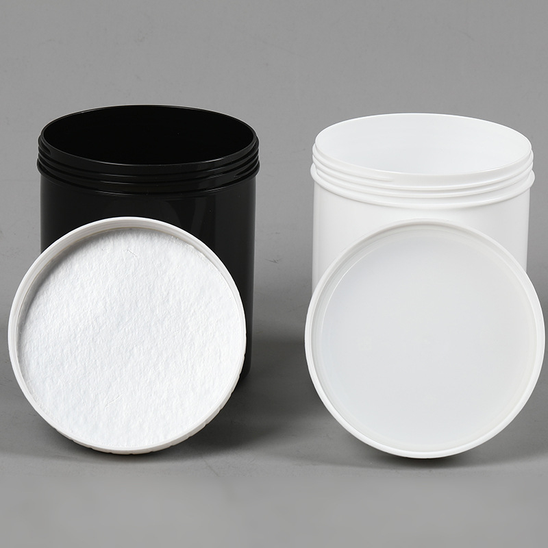 1L okrugla cilindrična plastična staklenka, HDPE, širokog otvora, s poklopcem, prehrambena kvaliteta