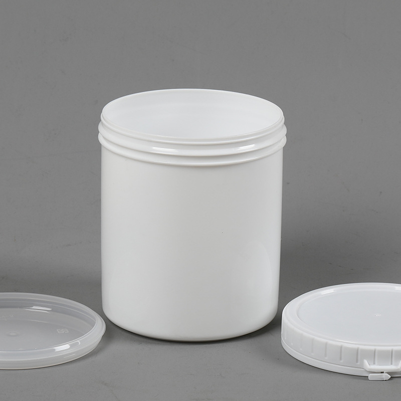 1L okrugla cilindrična plastična staklenka, HDPE, širokog otvora, s poklopcem, prehrambena kvaliteta