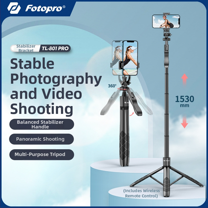 Fotopro Futubao TL-801 PRO mobiltelefonhoz selfie stick állvány, műanyag kivitel, Bluetooth, távirányítóval