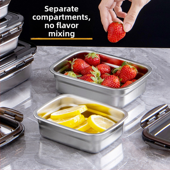 Κουτί μεσημεριανού από ανοξείδωτο ατσάλι, μονωμένο, ορθογώνιο, σφραγισμένο με καπάκι, κατάλληλο για τρόφιμα