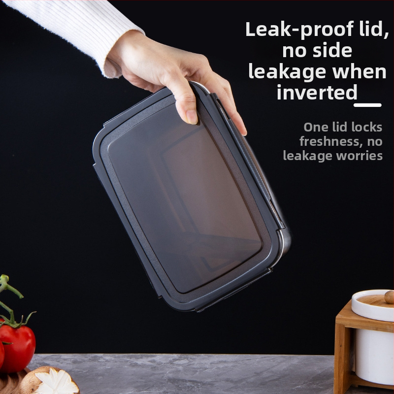 Κουτί μεσημεριανού από ανοξείδωτο ατσάλι, μονωμένο, ορθογώνιο, σφραγισμένο με καπάκι, κατάλληλο για τρόφιμα