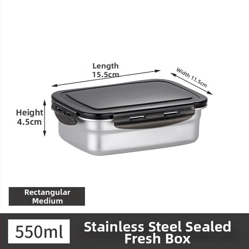 Κουτί μεσημεριανού από ανοξείδωτο ατσάλι, μονωμένο, ορθογώνιο, σφραγισμένο με καπάκι, κατάλληλο για τρόφιμα