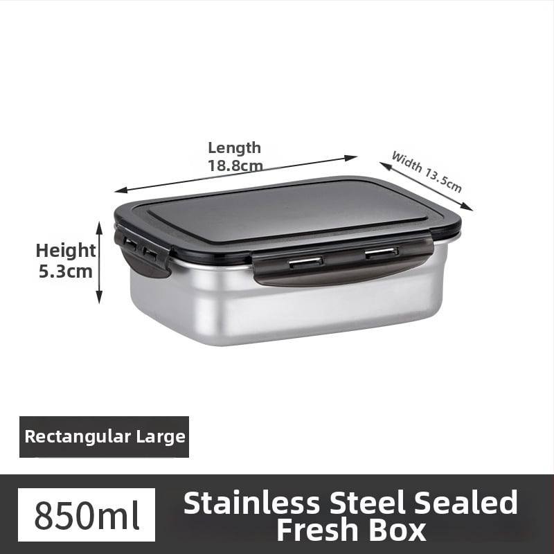 Κουτί μεσημεριανού από ανοξείδωτο ατσάλι, μονωμένο, ορθογώνιο, σφραγισμένο με καπάκι, κατάλληλο για τρόφιμα