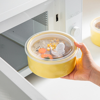 Κεραμικό μπολ συντήρησης φρεσκάδας με καπάκι, ασφαλές για μικροκύματα, στρογγυλό, 301–500 ml, κουτί γευμάτων