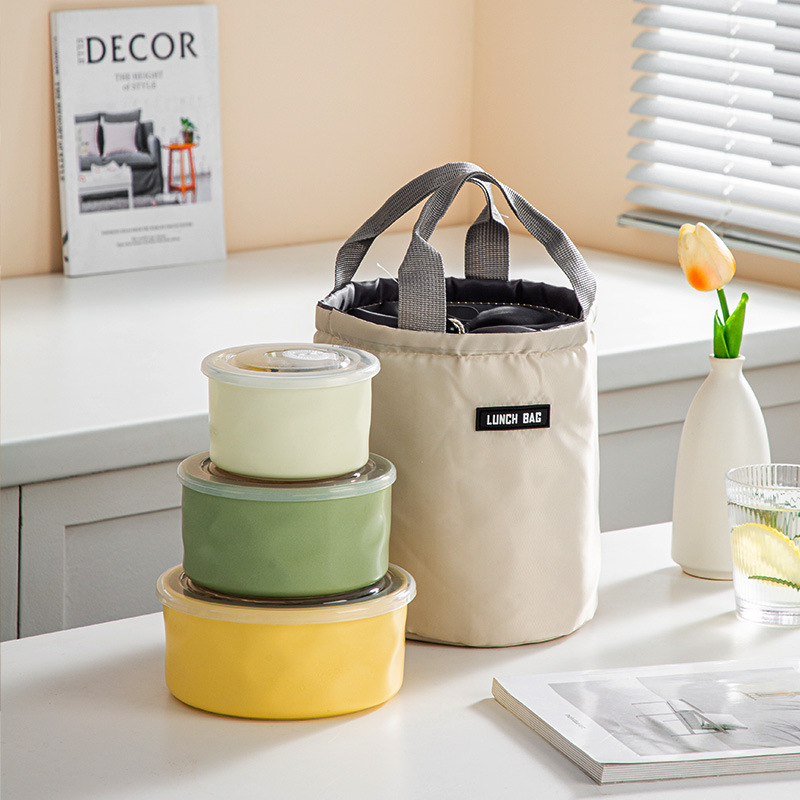 Κεραμικό μπολ συντήρησης φρεσκάδας με καπάκι, ασφαλές για μικροκύματα, στρογγυλό, 301–500 ml, κουτί γευμάτων