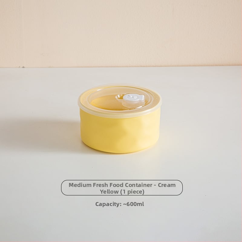 Κεραμικό μπολ συντήρησης φρεσκάδας με καπάκι, ασφαλές για μικροκύματα, στρογγυλό, 301–500 ml, κουτί γευμάτων