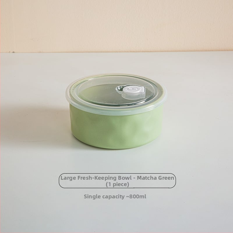 Κεραμικό μπολ συντήρησης φρεσκάδας με καπάκι, ασφαλές για μικροκύματα, στρογγυλό, 301–500 ml, κουτί γευμάτων