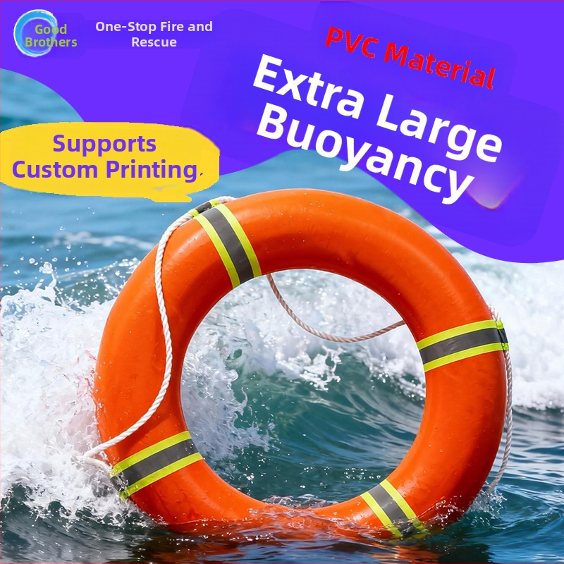 Záchranný kruh z PVC, pevná pena, reflexný, pre dospelých, so záchranným lanom