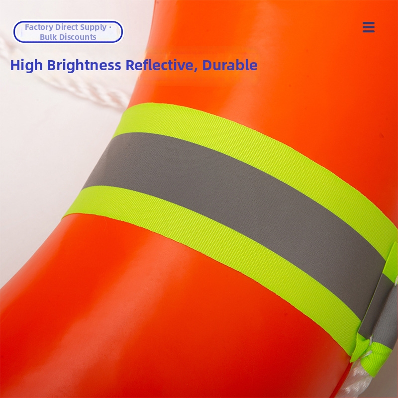 Záchranný kruh z PVC, pevná pena, reflexný, pre dospelých, so záchranným lanom