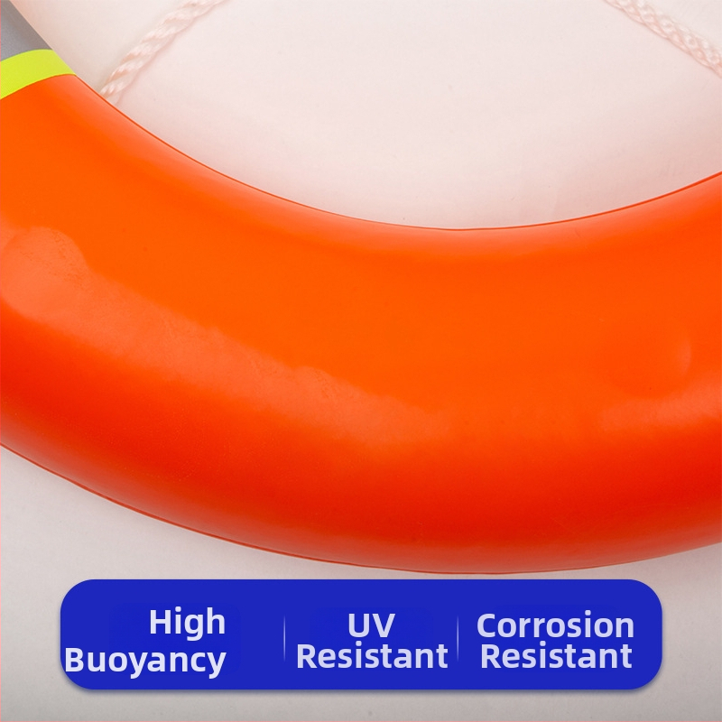 Záchranný kruh z PVC, pevná pena, reflexný, pre dospelých, so záchranným lanom