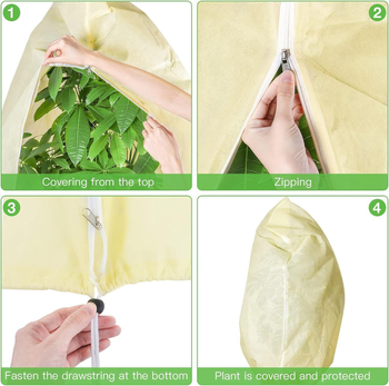 Sac de Protecție pentru Plante - Material Nețesut, Cu Șnur și Fermoar, Protecție de Iarnă Împotriva Frigului (Cyfdz-168)