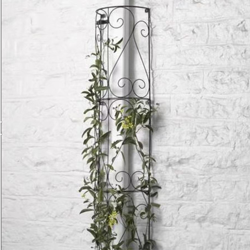 Cadru metalic pentru plante, cu coloană pentru lampă și acoperire a conductei de scurgere — suport decorativ pentru flori