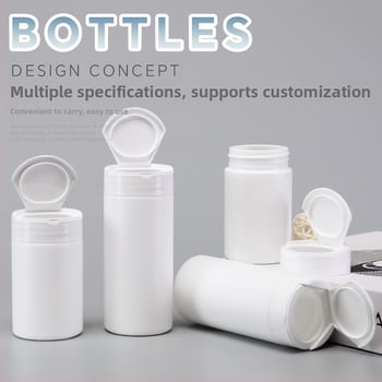 HDPE plastična boca za tablete s Flip-Top poklopcem, prilagodljiva, zapremina 100–150 ml, zatvorena ambalaža.