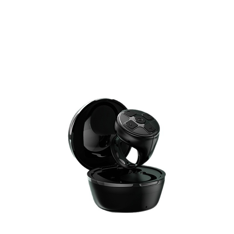 Bluetooth kruhový prsteň diaľkový pre smartphone s nabíjacím puzdrom, ovládanie fotoaparátu a selfie, kompatibilné s Douyin; Model K06; ABS; 120 mAh; Rozmery 43×34 mm