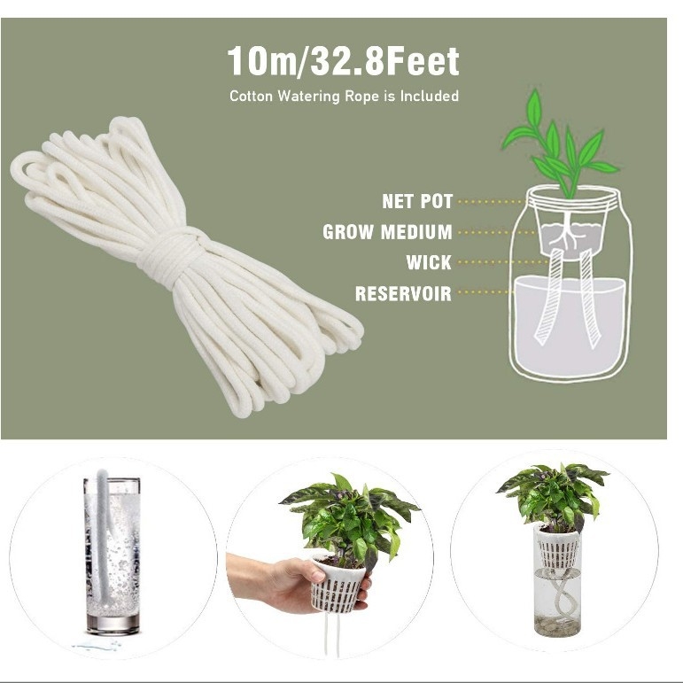 Pamukovo uže za hidroponiku, duljina 10 m, promjer 4 mm, za DIY posude, upijajuće uže
