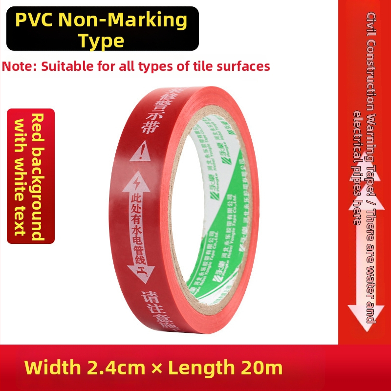 Víz- és elektromos jelölő szalag, PVC alap, vastagság 0,15 mm, magas viszkozitás, nyom nélkül, azonosítási figyelmeztetés