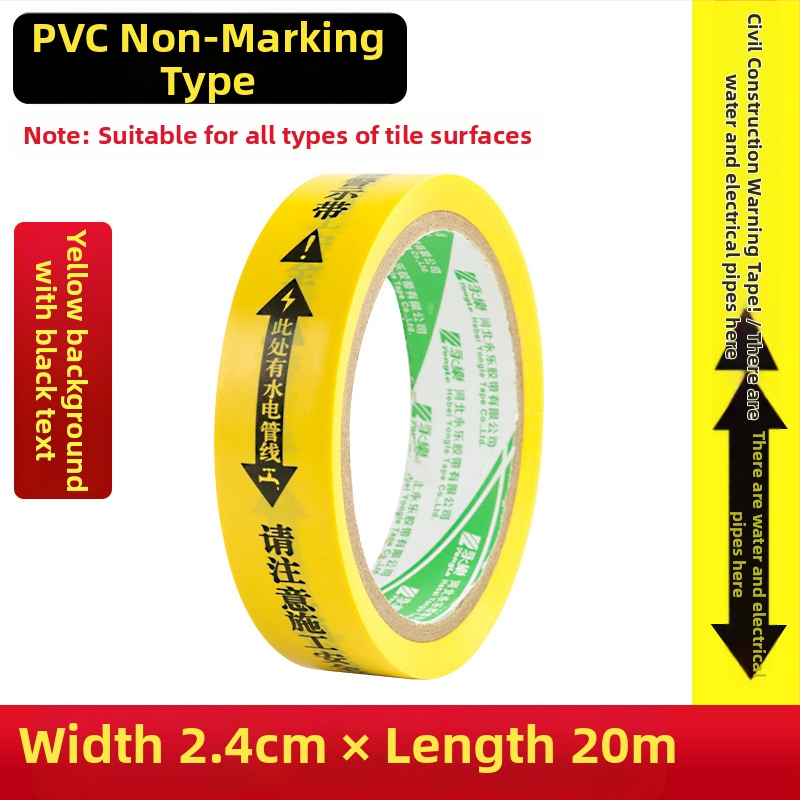 Víz- és elektromos jelölő szalag, PVC alap, vastagság 0,15 mm, magas viszkozitás, nyom nélkül, azonosítási figyelmeztetés
