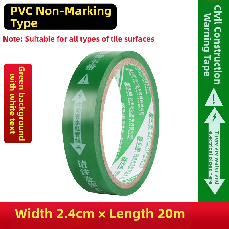 Víz- és elektromos jelölő szalag, PVC alap, vastagság 0,15 mm, magas viszkozitás, nyom nélkül, azonosítási figyelmeztetés